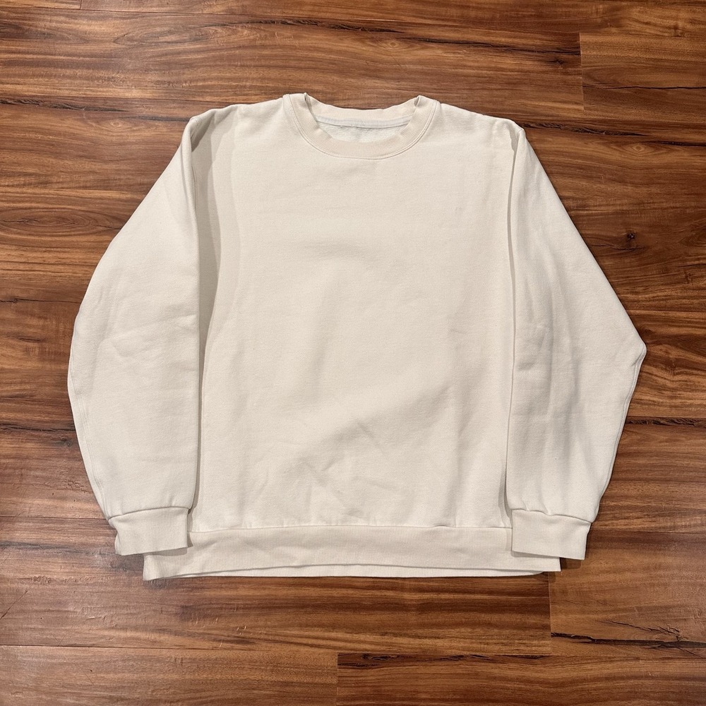Lululemon Sweatshirt Mens Large White Pullover Crewneck Fleece Logo Knit